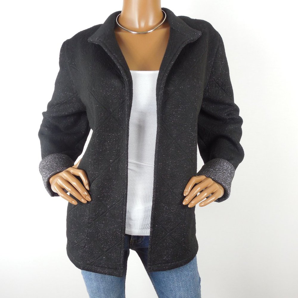 CHICO'S XL Sz 3 Black Cardigan Jacket Stretch - Picture 2 of 10